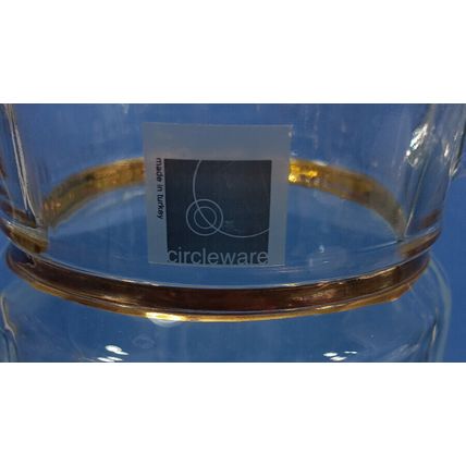 Vintage Circleware Made Turkey Gold Trim Pitcher - Gold & Crystal Clear