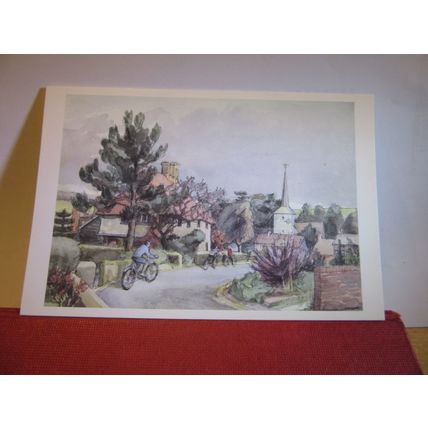 4 X paintings by Caroline Gould, unused postcards EYNSFORD & FARNINGHAM, KENT =