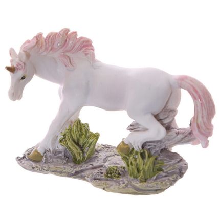 Small Unicorn on Rocks Miniature Figurine Ornament Purple Pink - 4 Designs