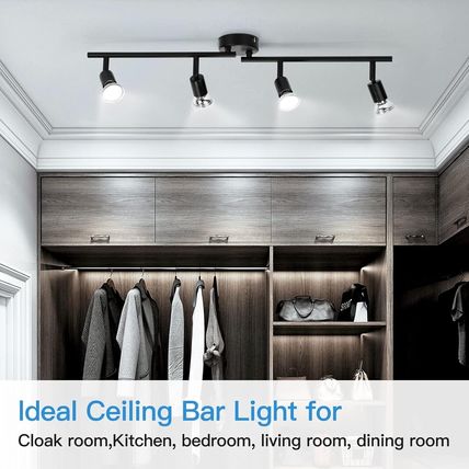 wowatt 4 Way LED Ceiling Spotlight Fittings, Black Ceiling Light Rotatable