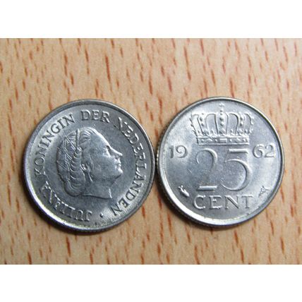 Netherlands 1962 25 Cents Coin