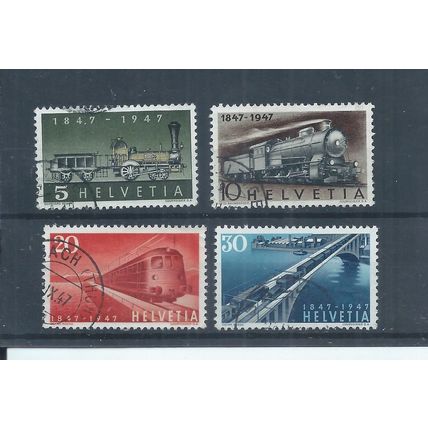 Switzerland stamps. 1947 Swiss Federal Railways used Trains. (AG597)