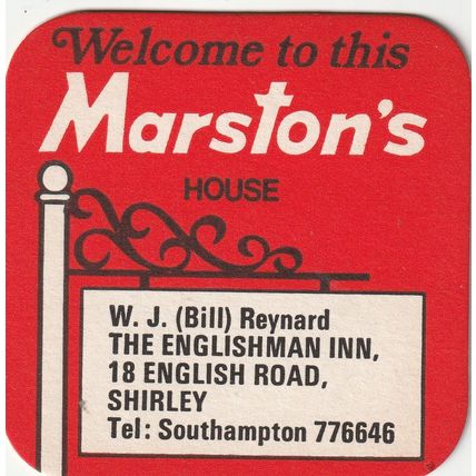 BEER MAT - MARSTONS BREWERY - THE ENGLISHMAN INN, SHIRLEY -(Cat No 132) - (1979)