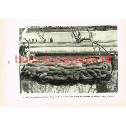 God Narayan, Bed Of Snakes, Nikanta, Nepal (Kathmandu On Back) Book Illustration