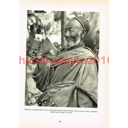 Tibetan With Prayer Mill, Tibet, (Lamajuru On Reverse), Book Illustration, 1935