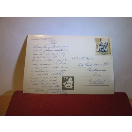 COLUMBUS HOTEL, PLAYA DE ARO, COSTA BRAVA used postcard 1964 OLYMPIC STAMP =