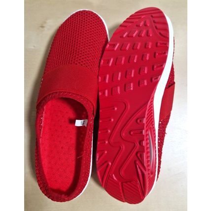 WOMENS RED SPORT SLIPPERS CASUAL SHOES JOGGING GYM TRAINERS SIze 40 UK7