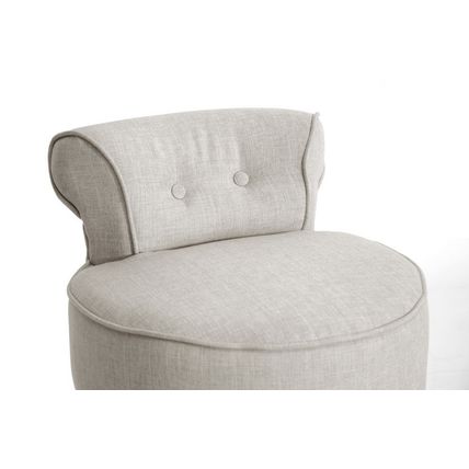 Modern Light Beige Linen Scrollback Lounge Stool Vanity Chair Fully Assembled