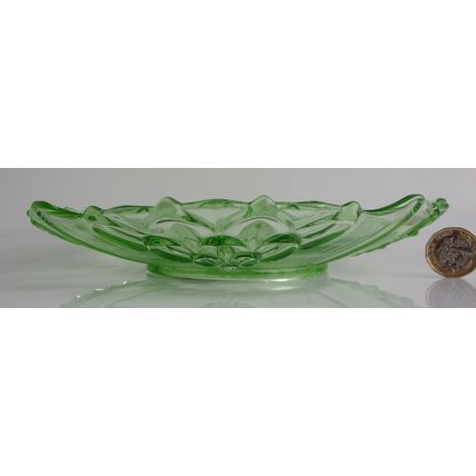 Stolzle Uranium Glass Art Deco Plate / Shallow Dish.