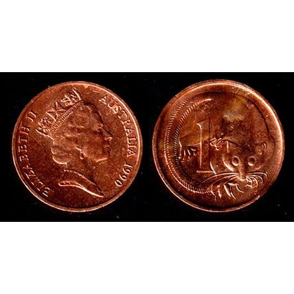 Australia One Cent 1990 Used. Coin Possum Queen Elizabeth II 1c QE II