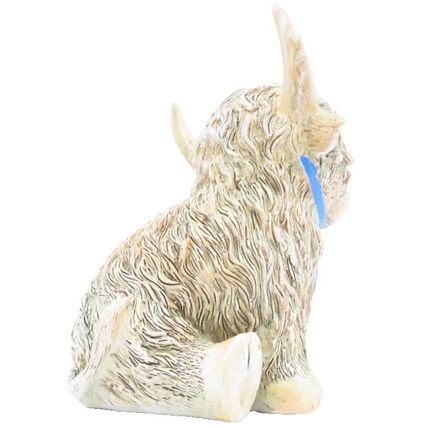 Happy Highland Cow Ornament Wearing Blue & White Tie 10 CM Gift Home Decor