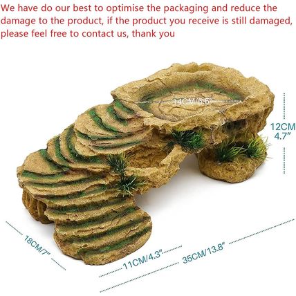 MINYULUA Turtle Basking Platform Reptile Terrarium Hideout Tortoise Resin Rock H