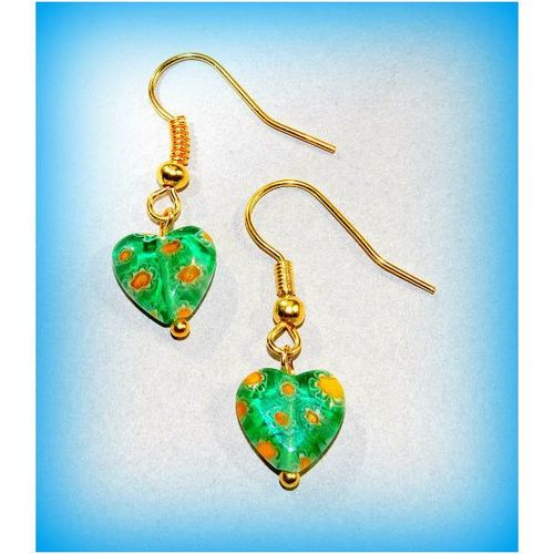 Lovely Sale Love Heart Murano Glass Gold Plated Hook Earrings Jewellery 1211