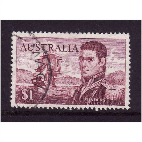 AUSTRALIA 1969 SG 401 $1 FLINDERS BROWN PURPLE FINE USED#1