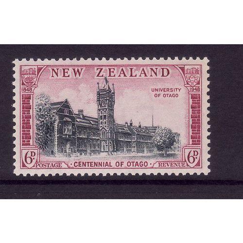NEW ZEALAND 1948 6d BLACK AND ROSE UNIVERSITY OF OTAGO SG 695 M MINT