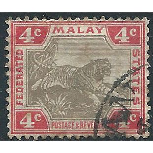 Federated Malay States 1900 SG17b 4c Grey-Brown & Carmine Very Fine Used .. ..