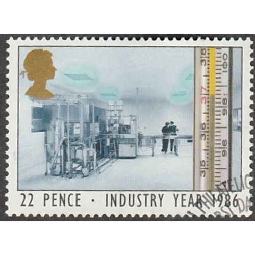 1986 Industry Year, 22p Value, Thermometer & Pharmaceutical Lab. Very Fine used