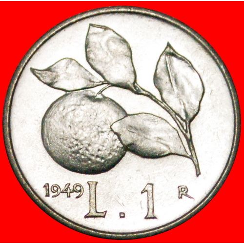Ⰶ ORANGE (1946-1950):ITALY★1 LIRA 1949R MINT LUSTRE SCARCE★LOW START★NO RESERVE!