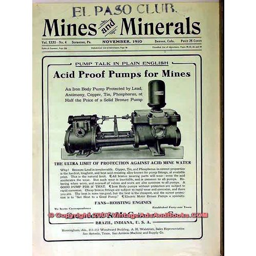 CRAWFORD McCRIMMON COMPANY 1910 Acid Proof Pumps mining vintage ad