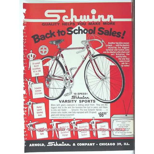 SCHWINN BICYCLE 1963 Varsity Sports 10 speed bike vintage ad