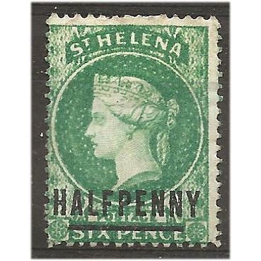 St Helena 1884 SG34 1/2d Emerald Green Perf 14 Wmk Crown CA Mounted Mint . .. .