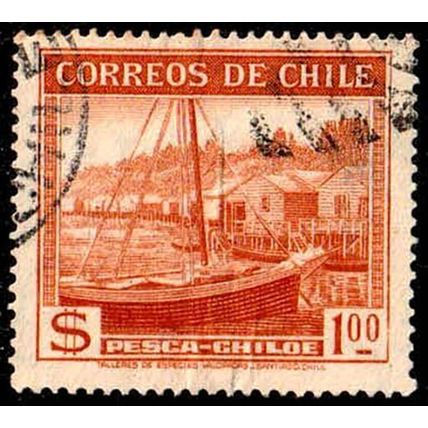 Chile 1938 Boats $1 Used Stamp