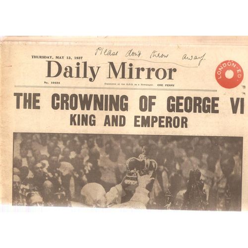 Daily Mirror 13th May 1937 George VI Coronation