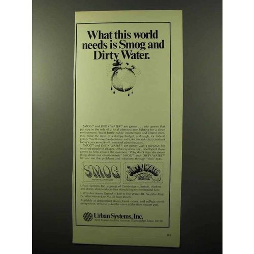 1970 Urban Systems Inc. Ad - Smog, Dirty Water Games