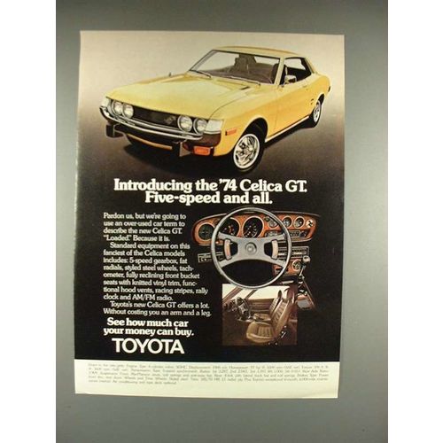 1974 Toyota Celica GT Car Ad - Five Speed and All
