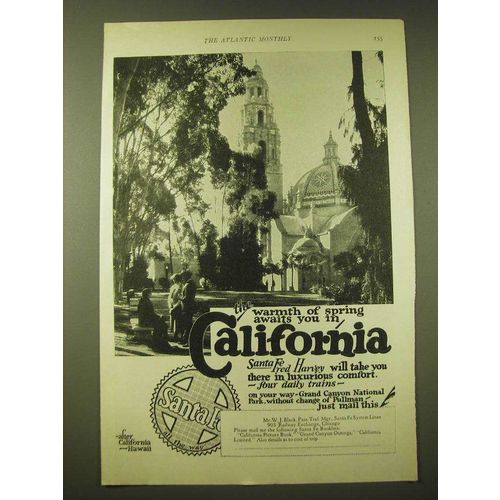 1924 Santa Fe Railroad Ad - The warmth of spring awaits you in California