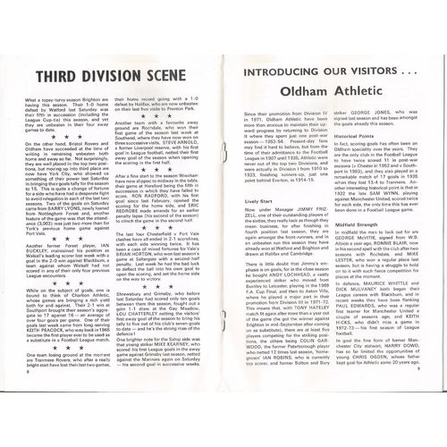 1973-74 ALDERSHOT v OLDHAM ATHLETIC (Good To Very Good Condition - No Writing)