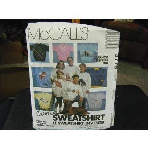 McCall's 3775 Adult's Sweatshirt & Appliques Pattern - Size XS-XL