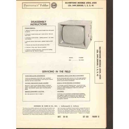 SILVERTONE model 6104 6105 14 tube TV television Sams Photofact manual