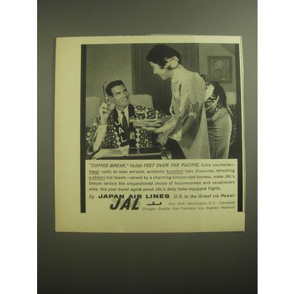 1959 JAL Japan Air Lines Ad - Coffee-Break, 18,000 feet over the pacific