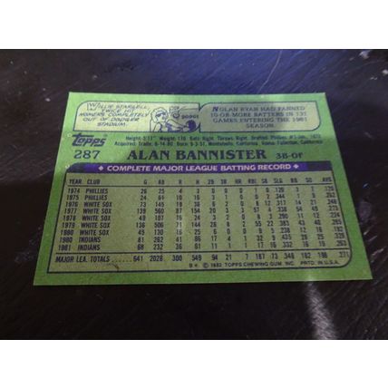 1982 Topps Card # 287A Alan Bannister Near Mint (7) Cleveland Indians