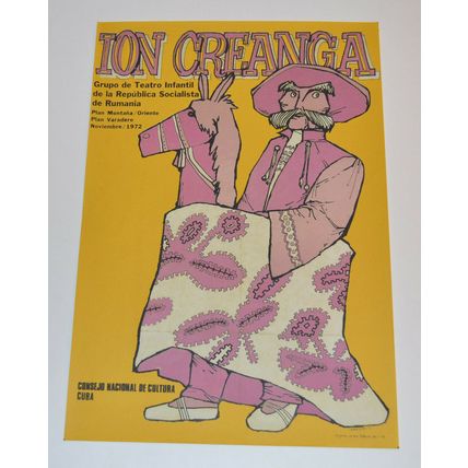 Cuban Theater Poster Art.Home or Room Decoration.Ion Creanga.1972 Romania.Horse