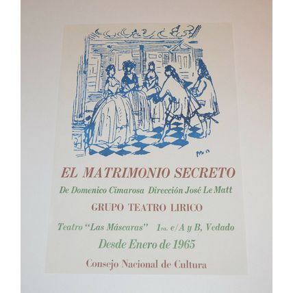 Cuban Theater Poster Art.Home or Room Decoration.Secret Marriage.Cimarosa.Decor