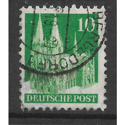 GERMANY 1948 BUILDINGS 10pf GREEN COLGNE CATHEDRAL SG A115A FINE USED#