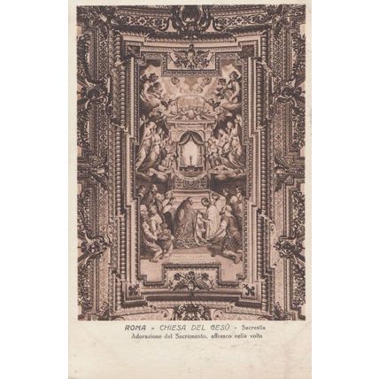 Rome Roma Chiesa Del Gesu Secrestia Adoration Italian Painting Mural Postcard