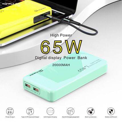 Konfulon 65W Power Bank 20000mAh for Phone iPad MacBook 45W Laptop Kodak Surface