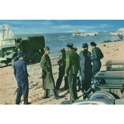 Normandy Landing in 1944 General De Gaulle Military Postcard