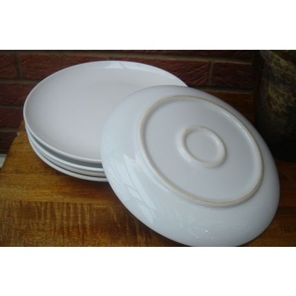 Kitchen set of four WHITE LARGE CHINA PLATES with rims 28cm diameter VGC pasta