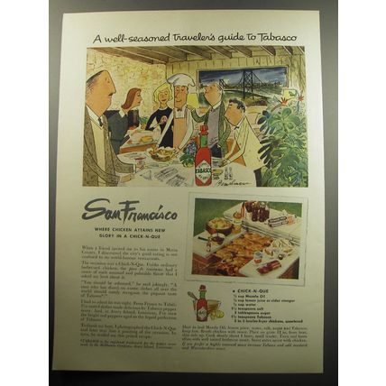 1957 Tabasco Sauce Ad - San Francisco where chicken attains new glory