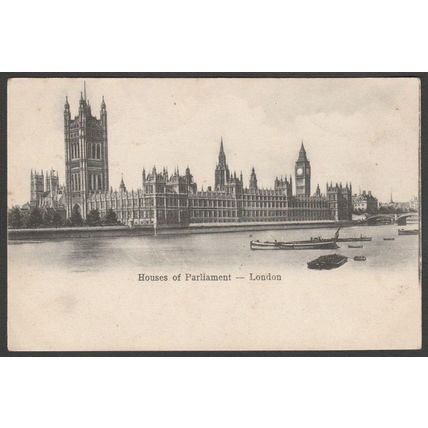 Houses of Parliament, Westminster, London, c.1905 - Postcard