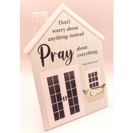 Pray about Everything Bible Verse Phil4:16 Plaque Wall & Freestanding Gift Home