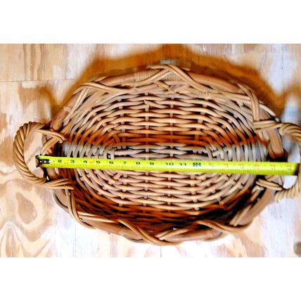 Heavy/Sturdy Flat Oval Basket w/ Side handles/ Ribbed/Bamboo - Sm. Pet Bed/More!