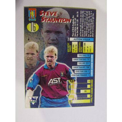 16. Steve Staunton Aston Villa Merlin Ultimate P. L 1995/96 Football Card (ef1)