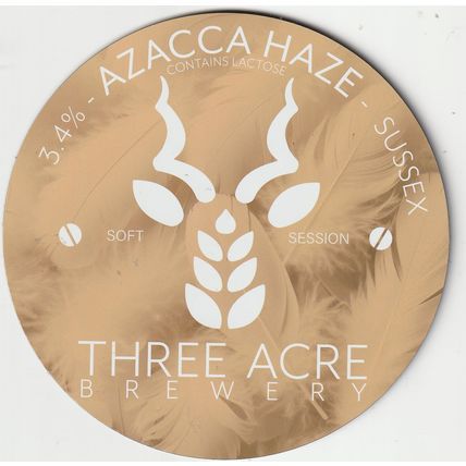 UNUSED PUMP CLIP FRONT - THREE ACRE BREWERY - AZZACA HAZE