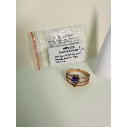 NIB Bomb Party Sz11 BP Ring RBP7574 Sparkling Embrace Violet CZ Rose Gold Pl