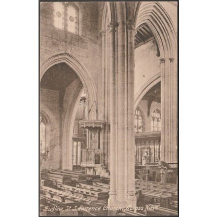 St Lawrence Church, Across Nave, Ludlow, Shropshire, c.1910s - Frith's Postcard